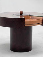 Table basse ronde multifonctionnelle en bois massif de style italien, écologique, luxe léger, avec rangement, sans assemblage requis, pour salon