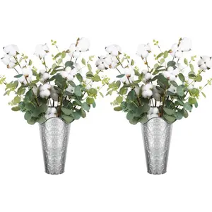 Eco-friendly Galvanized Wall Planter Metal Iron Hanging Vase Tin Style Flower Tall Bucket Or Pocket for Farmhouse Rustic Country