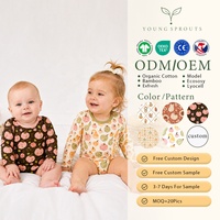 Combinaison bébé unisexe en bambou personnalisée à manches longues avec imprimé gourde aquarelle pour Thanksgiving, vente en gros