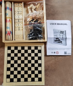 Phổ Biến Giáo Dục <span class=keywords><strong>4</strong></span> Trong 1 Gỗ Game <span class=keywords><strong>Set</strong></span> Mikado, Dominos, Cờ Vua Và Đam Trò Chơi Cho Trẻ Em - Product Image 3