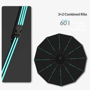 Paraguas de Aleación Negra de 60 Varillas, Totalmente Automático, con Protección Solar de Silicona, Diseño Moderno de Tres Pliegues, Paraguas de Regalo de Alta Gama - Product Image 3