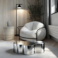 Ensemble de table basse moderne en acier inoxydable massif, finition polie miroir, durable, facile à nettoyer, non pliable, meubles de salon