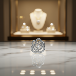 Anello di Diamanti T0028 in Oro Bianco, Taglio Brillante Rotondo, Certificato GIA, Gioiello di Lusso da Donna per Fidanzamento, Misura 6 - Product Image 2