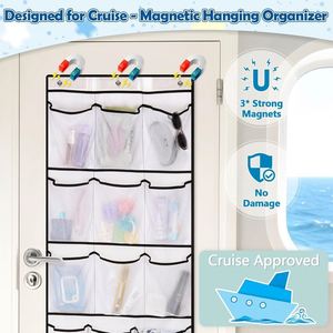 Organisateur de porte magnétique robuste pour croisière, en maille et non-tissé avec crochets métalliques, 15 poches pour sac de rangement de cabine de croisière - Product Image 5