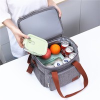 Boîte à lunch isotherme extra large à double compartiment pour hommes et femmes, sac isotherme en polyester anti-fuite avec sangle, design pliable