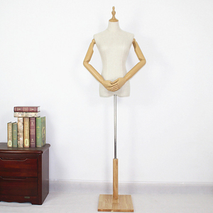 Maniquí de Mujer de Medio Cuerpo, Torso Realista <span class=keywords><strong>con</strong></span> <span class=keywords><strong>Brazos</strong></span> <span class=keywords><strong>Articulados</strong></span> de Madera, Forma de Vestir - Product Image 4