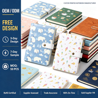Carnet de notes épais pour étudiant, avec motif ours polaire de dessin animé mignon et crème glacée, couverture en cuir et poignée à bouton, idéal pour l'école et les filles.