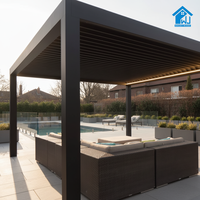 Sweet Home Freistehende Aluminium-Pergola mit Motorisiertem Verstellbarem Dach, LED-Beleuchtung, Bioklimatisch, Umweltfreundlich, Winddicht und Wasserdicht