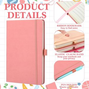 <b>A5</b> Size PU Journal Diary Leather Notebook with Custom Logo Hardcover Style Colorful Lined Pages Sewing Binding for School - Product Image 2