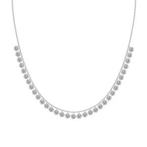 สร้อยคอจี้พู่ประดับเพชรซิร์โคเนีย 5A ขนาด 3 มม. ดีไซน์ Dylam Charm High Jewel ชุบทองคำขาว 14K บนเงินแท้ 925 ไม่ลอก ไม่ดำ - Product Image 1