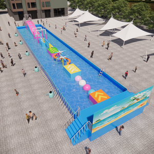 Parcours d'obstacles gonflable géant pour adultes et enfants, jeux sportifs en plein air, course avec jeux aquatiques, utilisation commerciale - Product Image 3