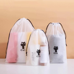 Cartoon Cat Drawstring Travel Storage Bag For Clothing Organizer Rectangle Shape Waterproof Toiletry Bag - Product Image 1