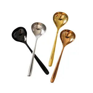 De acero inoxidable de moda oro cucharas de plata negro cuchara de sopa vajilla para fiesta