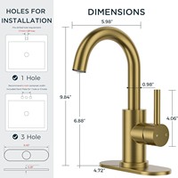 Robinet de lavabo de cuisine et salle de bain moderne au design minimaliste, avec cartouche céramique électroplaquée, monocommande, à poser sur le comptoir, eau chaude/froide