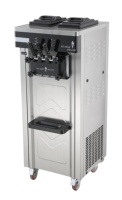 Machine à glace molle sur pied en acier inoxydable, trois saveurs, double bac