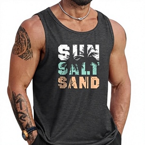 เสื้อกล้ามผู้ชายสีเทา แบรนด์ Six Trend Sports แบบไม่มีแขน คอกลม พิมพ์ลาย Sun Salt Sand สวมใส่สบาย ระบายอากาศได้ดี ผ้าถักเนื้อนุ่ม สีพื้น - Product Image 1