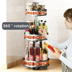 Étagère rotative ronde pour bouteilles d'épices, support de rangement pour bocaux d'épices de cuisine, <span class=keywords><strong>tiroir</strong></span> Lazy Susan Under Cabinet Spice Rack Organizer - Product Image 5