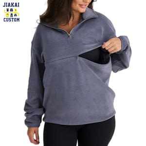 Vente en gros design personnalisé pull-over zippé en polaire douce pour l'hiver pour femmes vêtements de maternité sweatshirts d'<span class=keywords><strong>allaitement</strong></span> - Product Image 2