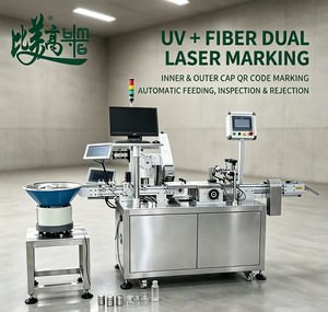 Machine d'inspection par marquage laser pour bouchons de bouteilles en plastique et en métal avec alimentation automatique, vérification du code QR et rejet des défauts - Product Image 1