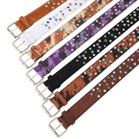 Ceinture pour femme JULUN, style Y2K, colorée tie-dye, avec strass et rivets, ceinture de taille punk vintage, boucle sculptée décorative