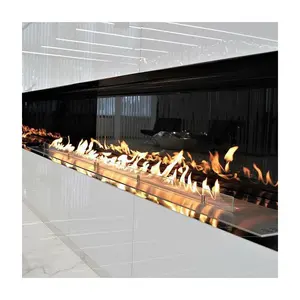 Perapian pembakaran dalam ruangan cerdas api asli Modern 600mm masukkan Bio etanol apartemen ramah lingkungan dalam ruangan