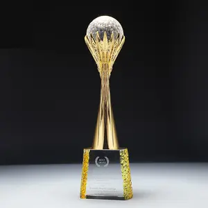 2024 Popular Design Metal Trophy Top Globe Awards Crystal Trophy Awards