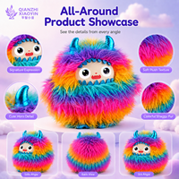 AI Cool Beast Rainbow Long Fur Monster Peluche Jouet Double Cornes Métalliques ChatGPT 50 + Langues Voix Clone Mémoire WiFi Vente en Gros