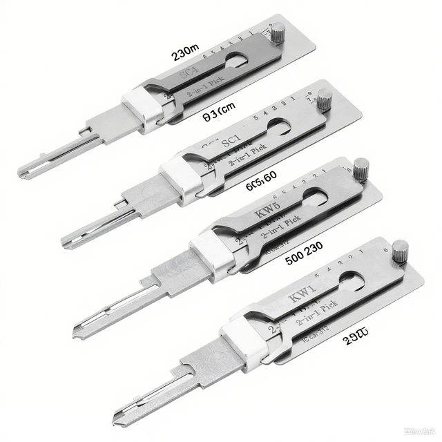 2-in-1 Auto Pick Decoder SC4 SC1 KW1 KW5 Steel Metal Key Blank Fingerprint Unlock Tool Anti-Rust Silver HUANYUSUPPLY for