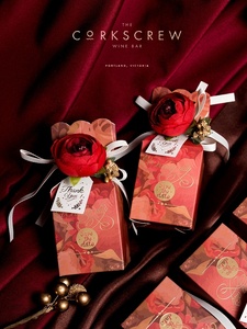 Boîte de rangement pour aliments, sac à bonbons, cookies et chocolat, coffret de cadeaux, nouveau design, coffret de mariage, avec ruban, 10 pièces - Product Image 2