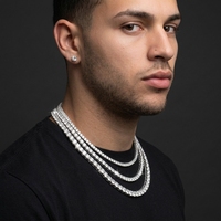 Kalung Rantai Tennis Moissanite 2-6.5mm, Perhiasan Hip Hop Perak 925 Unisex, Laris Grosir, Ukuran 14-24 inci, Lulus Uji Berlian