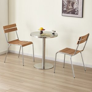 <span class=keywords><strong>Table</strong></span> et chaises de <span class=keywords><strong>salle</strong></span> <span class=keywords><strong>à</strong></span> <span class=keywords><strong>manger</strong></span> en acier inoxydable de <span class=keywords><strong>style</strong></span> <span class=keywords><strong>industriel</strong></span> minimaliste, sans assemblage, personnalisables pour usage commercial, salons de thé, bars - Product Image 2