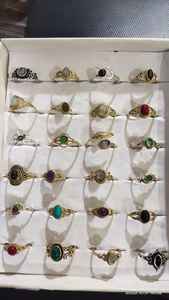 Anillos de Piedras Preciosas Chapados en Oro y Plata de Latón al por Mayor |   Anillos Boho Vintage Hechos a Mano |   Anillos de Piedras Naturales Variadas para Mujer - Product Image 2