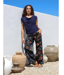 Pantalones Anchos de Algodón con Diseño Estampado de Moda para Mujer, Cierre de Cremallera Lateral y Bolsillo, Parte Inferior Suave, Ligera y Cómoda para Uso Diario - Product Image 1