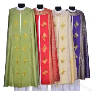 Robe de moine médiévale rétro pour homme et femme Costume Cosplay imprimé en croix Cape de missionnaire musulman Cape de fête d'Halloween