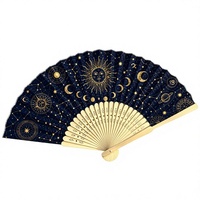 Éventail pliant personnalisé en bambou sculpté, motif céleste, en papier ou en tissu, accessoire pour mariage ou fête