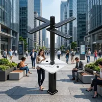 Station de recharge intelligente solaire extérieure avec lumière nocturne et charge USB sans fil pour parcs et centres commerciaux, durée de vie de 50 000 heures