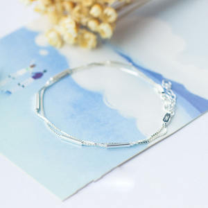 Joyería minimalista temperamento S925 <span class=keywords><strong>plata</strong></span> esterlina doble capa caja cadena encanto pulsera geométrica <span class=keywords><strong>palo</strong></span> pulsera - Product Image 5