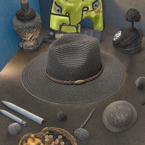 Dames Papieren Fedora Zonnehoed Heren Western Garden UPF 50+ Vormbaar Brede Rand Zomer Gestreept Handgetekend - Product Image 3