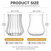 Gobelet moderne en verre borosilicate transparent de 18 oz, à paroi côtelée, pour eau, jus glacé, café, cocktail, maison, restaurant