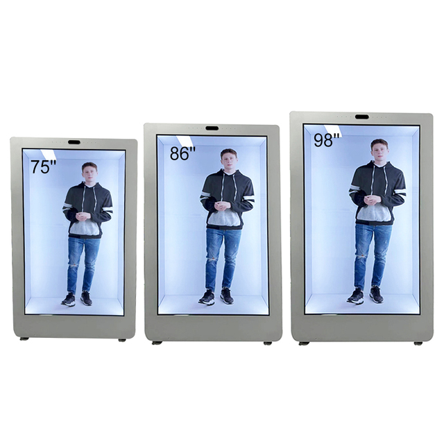 VISIGN 75 86 Inch Interactive Transparent LCD Showcase 3D Hologram Screen Digital Signage Display Interactive Touch Box
