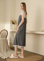 Chemise de nuit en modal pour femme, style français, avec dentelle, longue, maxi, coupe ample, grande taille, respirante, légère, dos ouvert