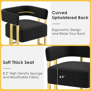 Set di 2 Poltrone Moderne in Velluto Nero e <span class=keywords><strong>Oro</strong></span> con Schienale Curvo e Gambe in Metallo per Soggiorno, Camera da Letto, Ufficio - Product Image 5