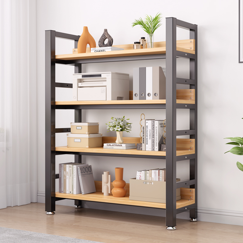 KINNO Simple Steel Wood Multi-Layer Shelf Floor-Standing Storage Unit Ironwork for Living Room Children's Home Furniture