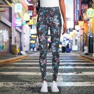 กางเกงเลกกิ้งกีฬาเอวสูงทรงยกกระชับสะโพก แบบมีตะเข็บ  รับสกรีนโลโก้ ลายดอกไม้ ลายชนเผ่า ลายเรขาคณิต ลายมัดย้อม  ป้องกันแบคทีเรีย ระบายอากาศได้ดี - Product Image 3