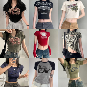 Camiseta <span class=keywords><strong>de</strong></span> Cuello Redondo para Mujer, Talla Grande, Camiseta <span class=keywords><strong>de</strong></span> Manga Corta para Mujer, Venta al por Mayor, Verano, 100% Algodón, Estilo Casual Versátil - Product Image 6