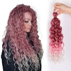 Fabrik Direkt verkauf 20 "Ocean Wave Braid Afro Ombre Asap Attachment Schuss Curl Synthetic Weave Graues Geflecht Ocean Wave Crochet Hair