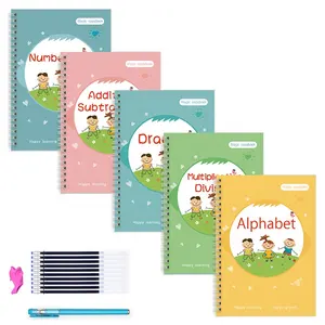 Harga Comfortablest magic groove copybook buku kerja tulisan tangan dapat digunakan kembali paket termasuk 5 buku salinan latihan ajaib untuk anak-anak