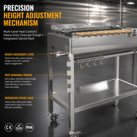 Chariot de rôtissoire synchronisée en acier inoxydable 304 robuste pour 11 brochettes, idéal pour la vente en gros