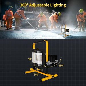 100w <b>Led</b> Work <b>Light</b> With 3 Adjustable Heads Outdoor Waterproof Flood <b>Lights</b> <b>Workshop</b> Garage Portable Construction Ip65 Outdoor W - Product Image 4