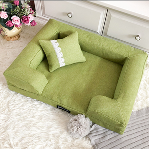 Pettrip Green Rectangular Cotton Pet Bed With Removable Cover For <b>Dogs</b> Indoor Use All Season Simple Style Comfortable Fiber Fill - Product Image 5